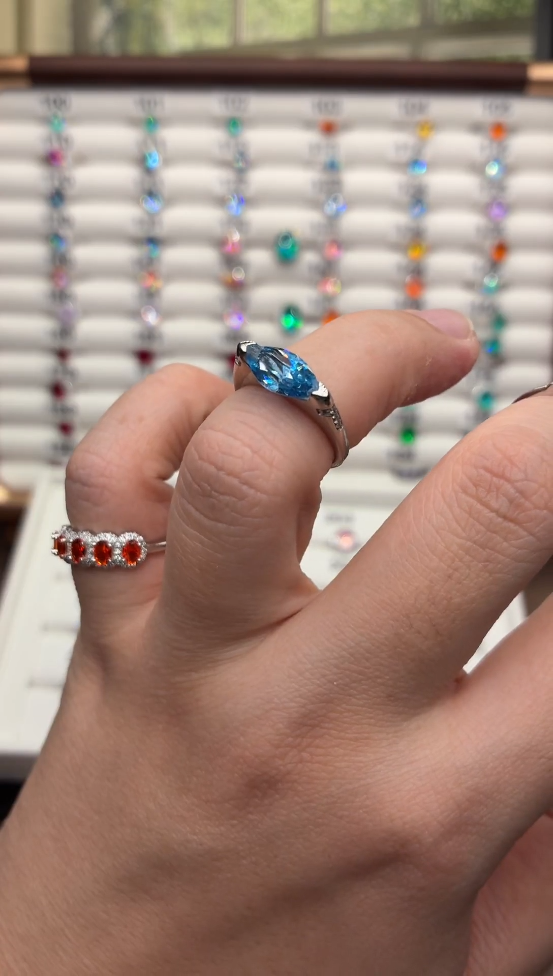 银S925镶嵌戒圈海蓝宝石33365