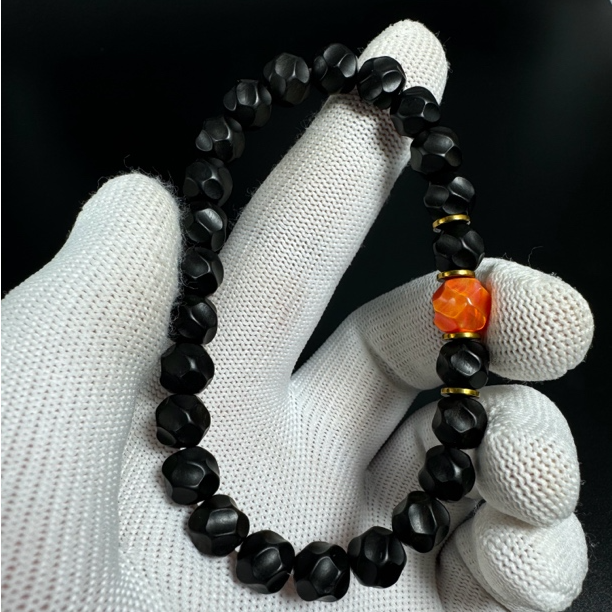 乌木阴沉炭化木文玩手串无相老型精工极限弧归圆乌木手串