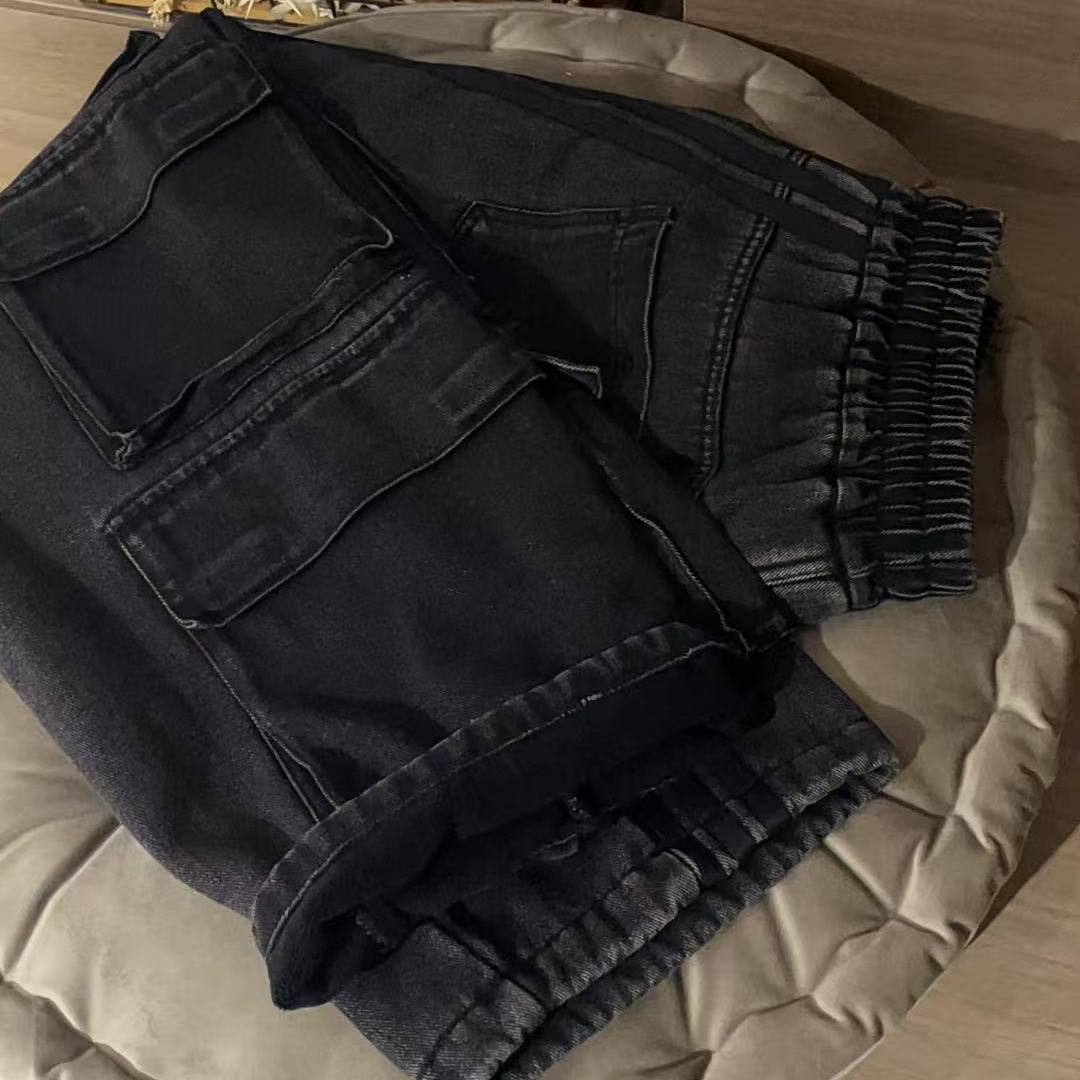 512072 韩版冬季青少年休闲舒适百搭加绒牛仔裤