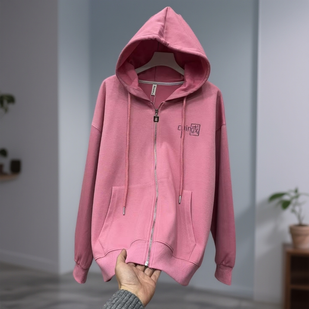 2201#【衣长62左右】春秋百搭连帽宽松休闲拉链开衫卫衣