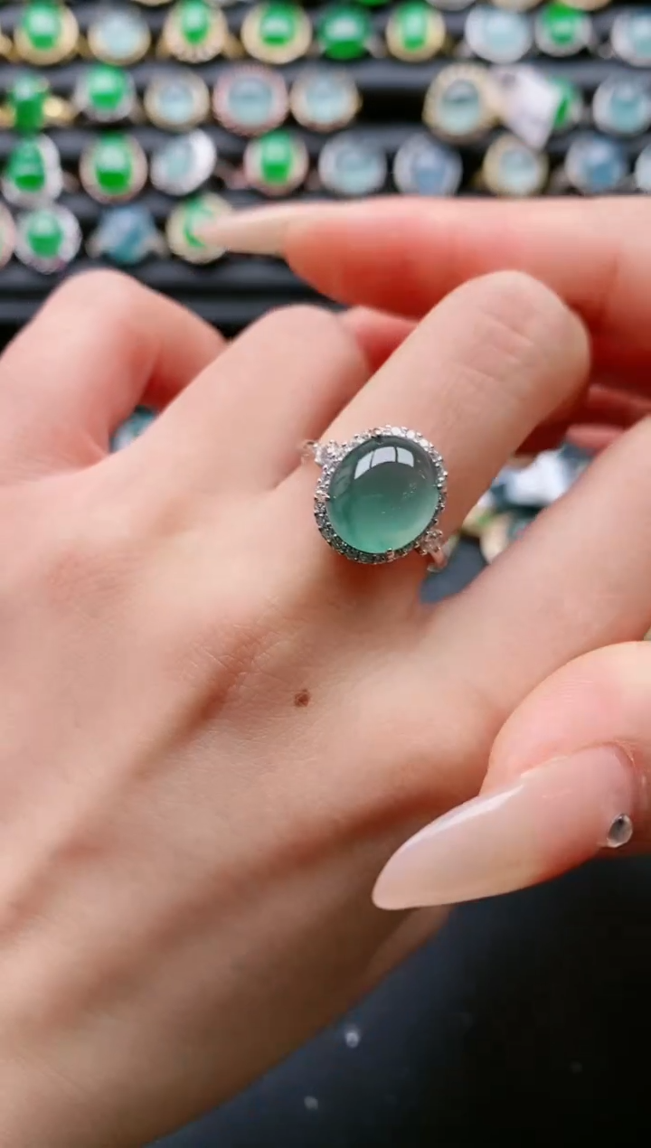 【闪购商品】翡翠戒指银S925镶嵌111111