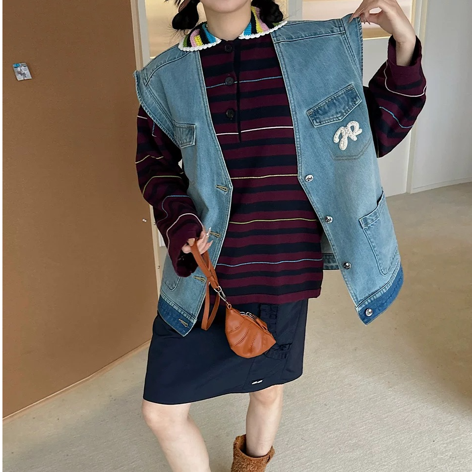 JR25春夏新款牛仔马甲时髦百搭