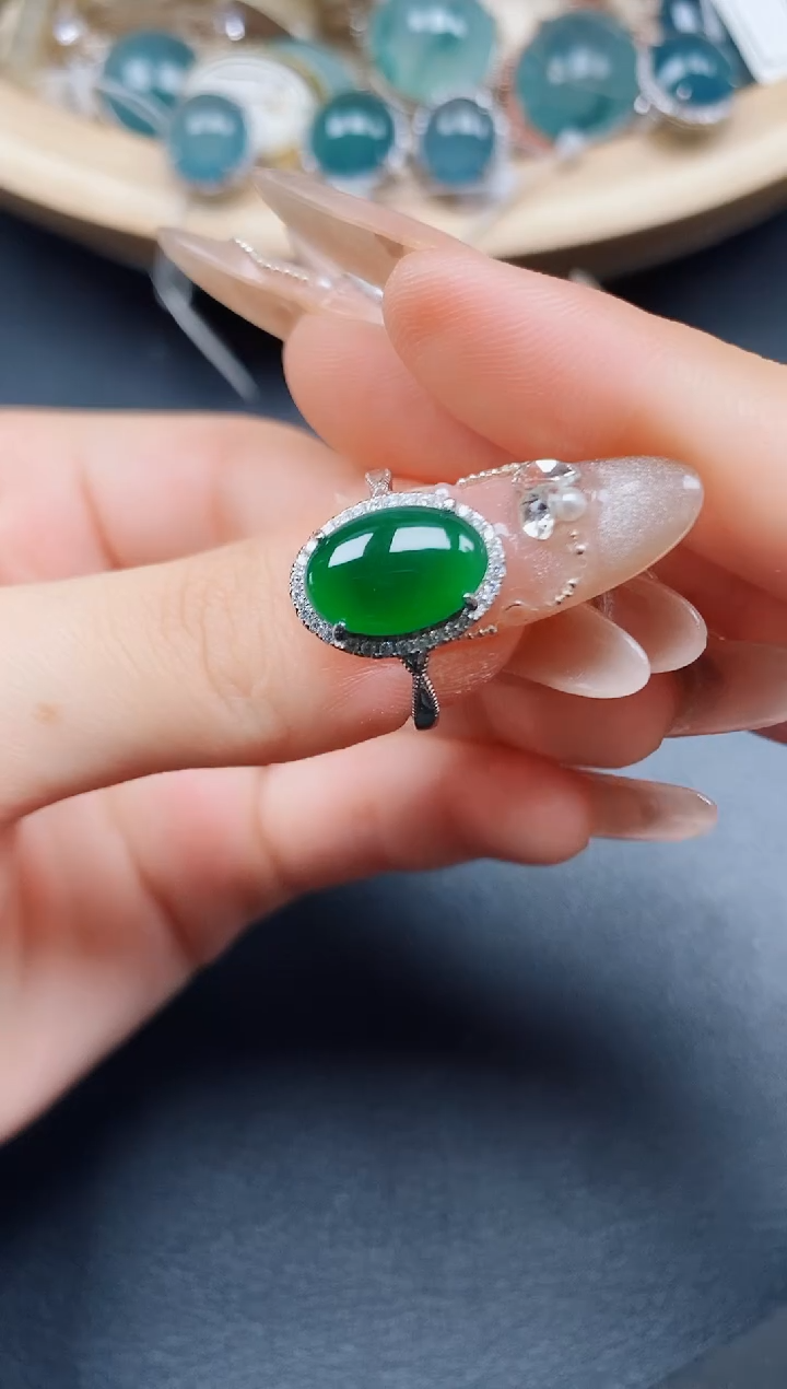 【闪购商品】翡翠戒指银S925镶嵌翡翠