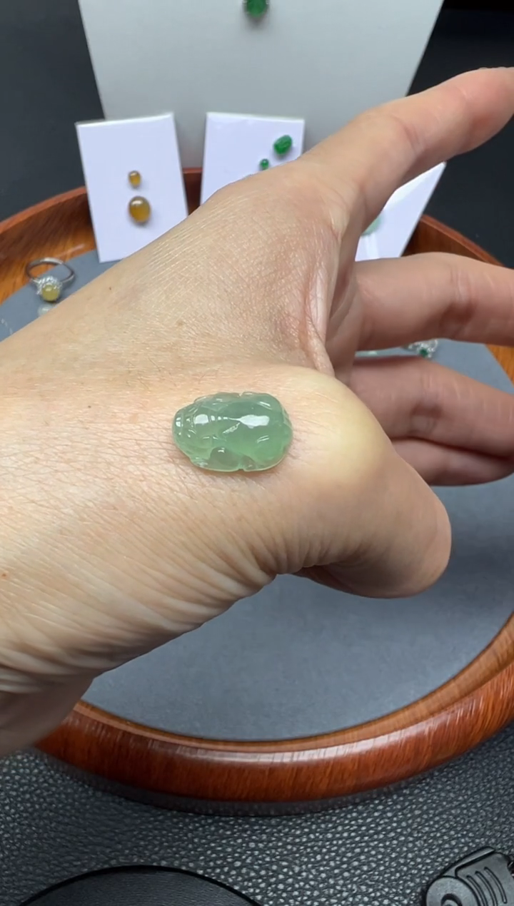 颈饰未镶嵌翡翠（15号链接）纯天然A货缅甸翡翠貔貅（裸石）