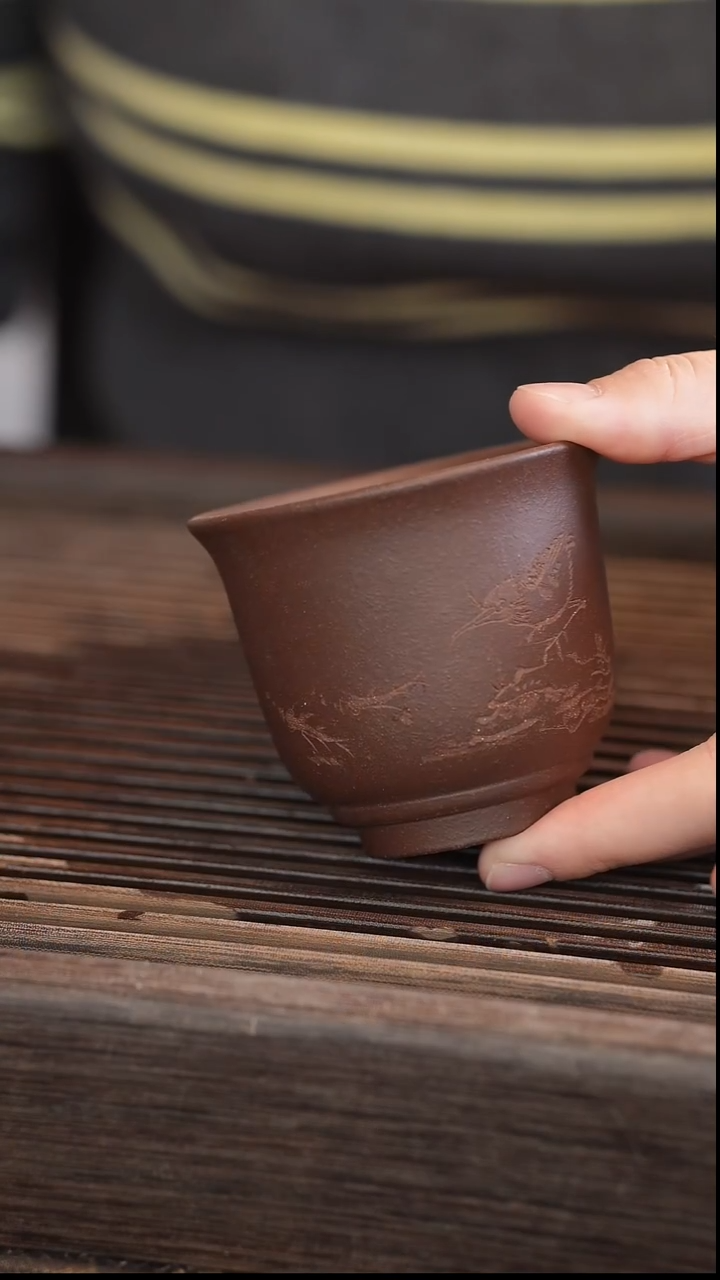 茶壶紫砂雕刻杯子