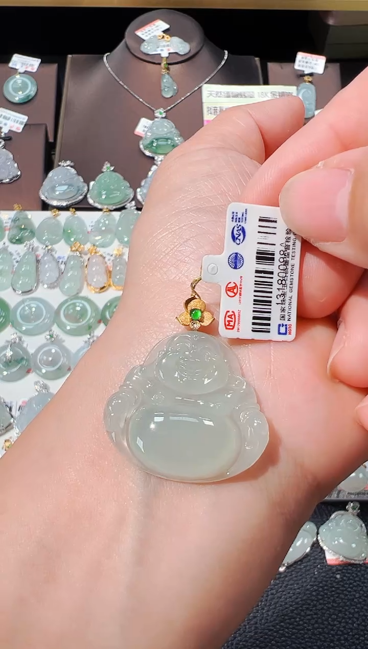 【闪购商品】翡翠吊坠(不含链)18K金镶嵌佛公吊坠98A