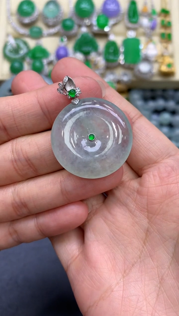 颈饰18K金镶嵌翡翠128-中国好珍宝