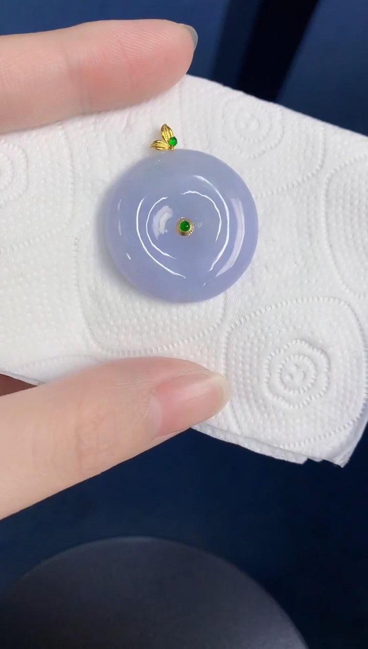 颈饰18K金镶嵌翡翠天然翡翠缅甸A货