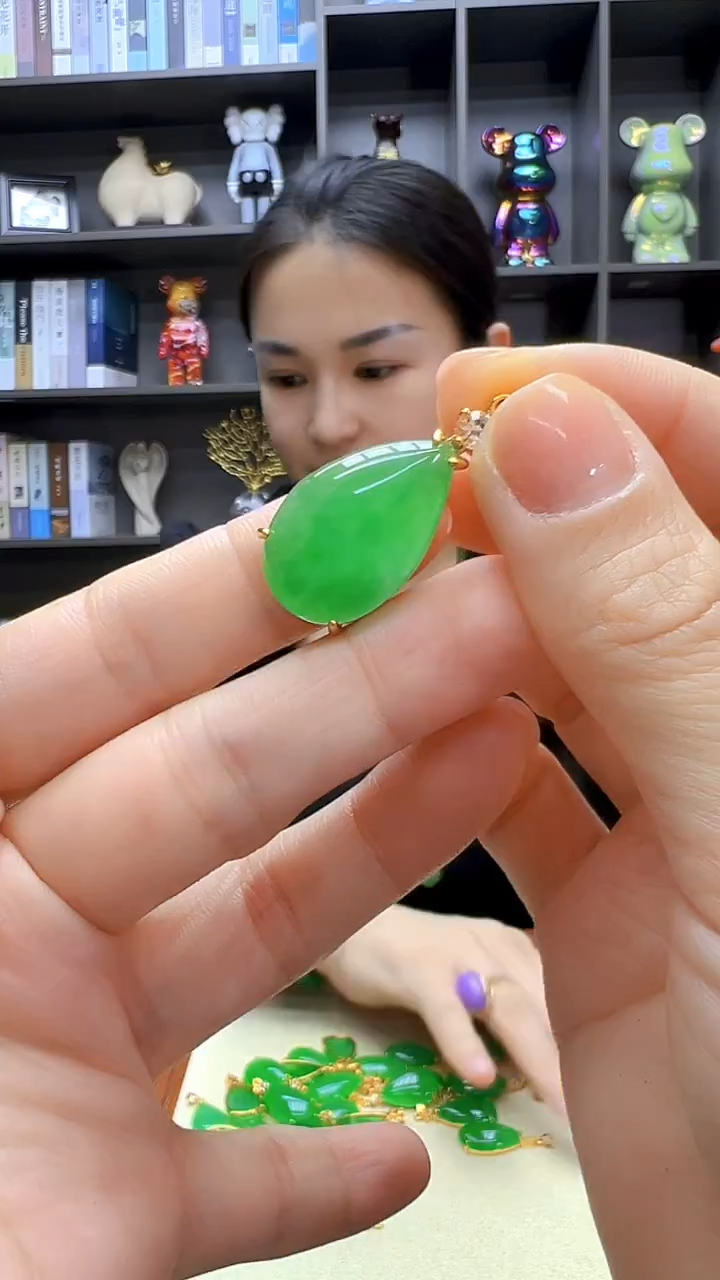 翡翠14K金镶嵌颈饰丹丹diy劲饰