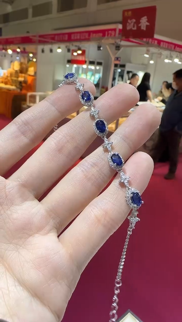 手链蓝宝石银S925镶嵌高级款