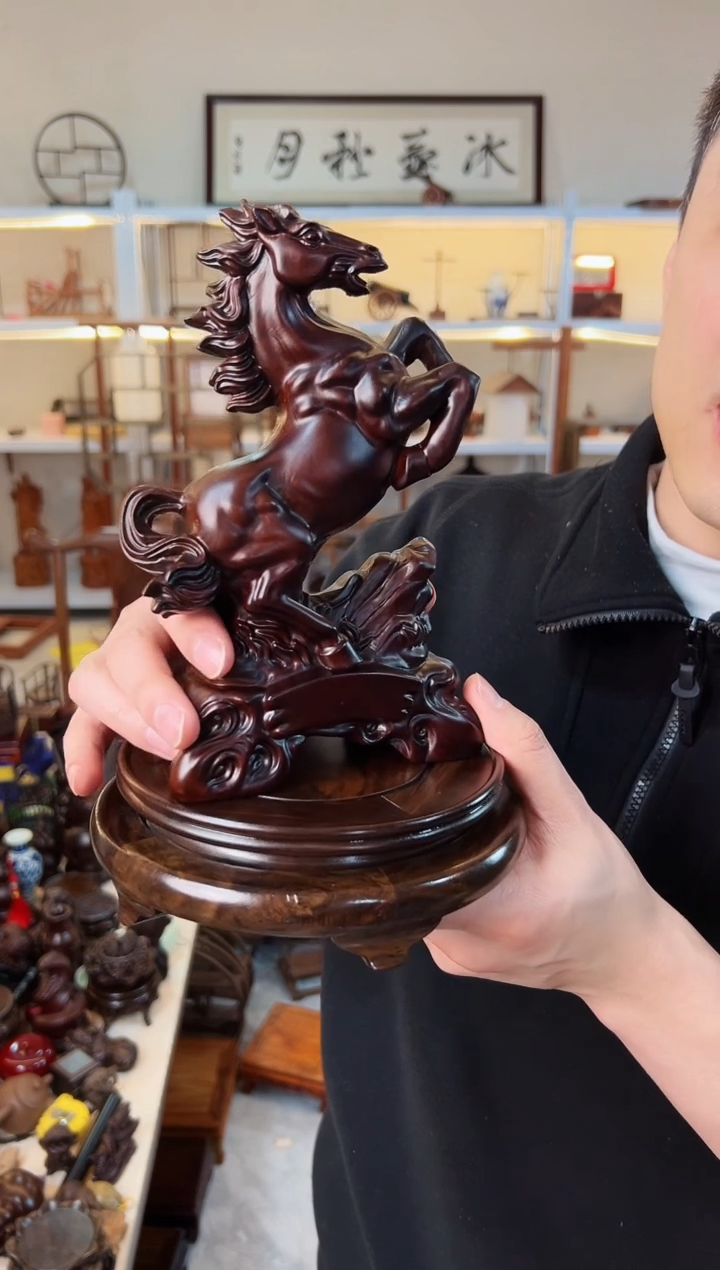 【闪购商品】风车木（黑檀木）旋转底座加马