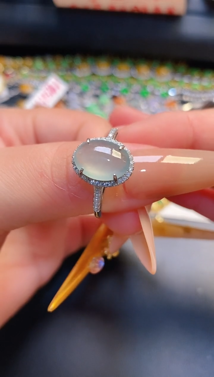 银S925镶嵌戒指翡翠天然