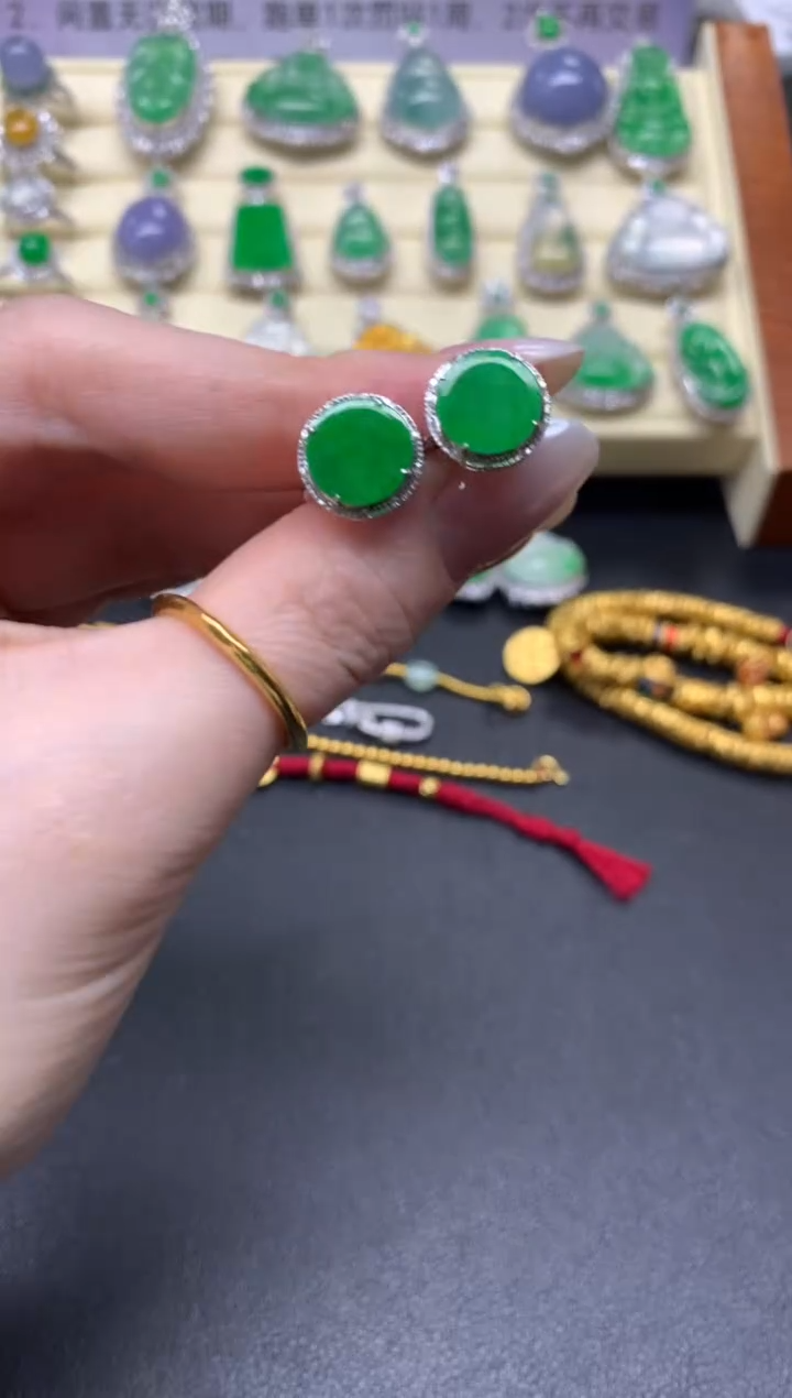 【闪购商品】翡翠18K金镶嵌耳饰耳饰|2250+225