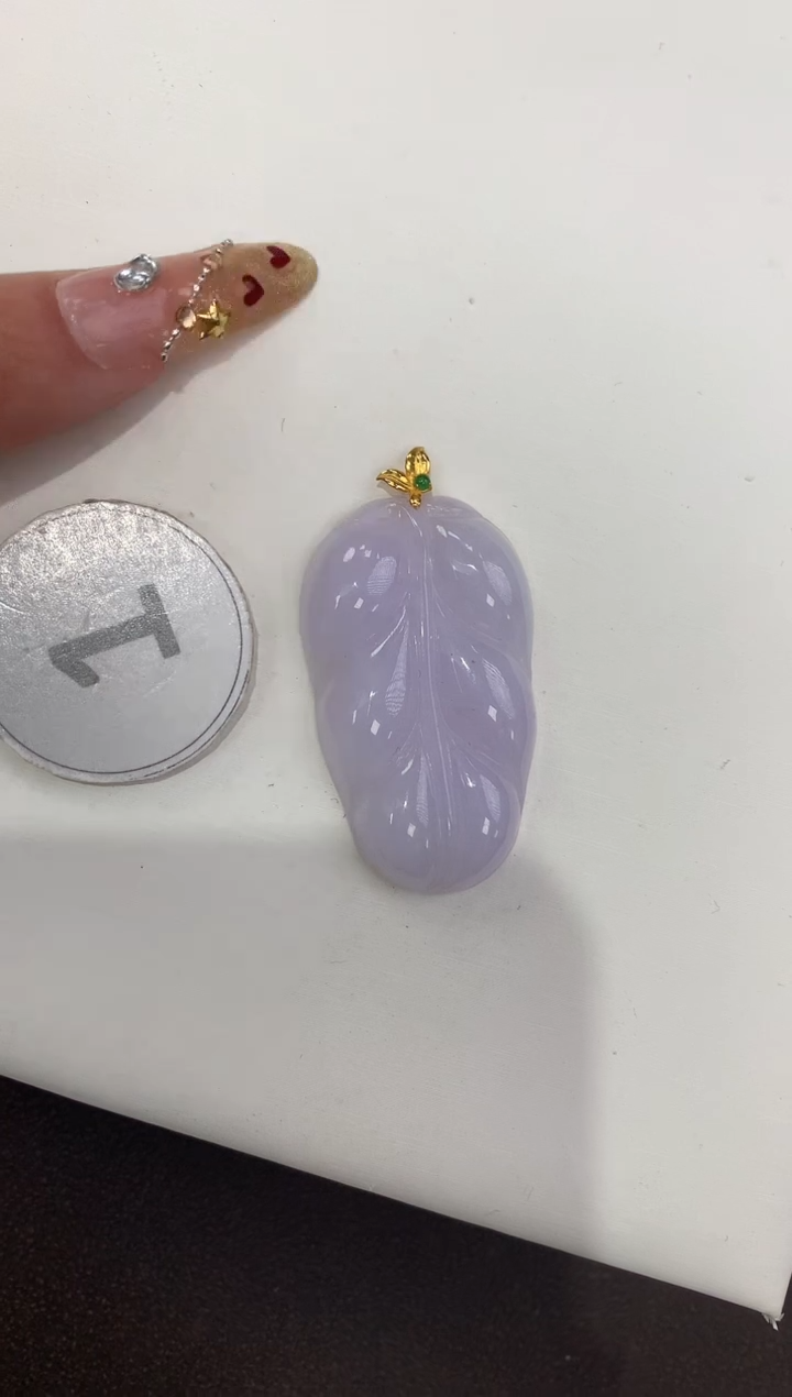 颈饰18K金镶嵌翡翠天然缅甸a货翡翠