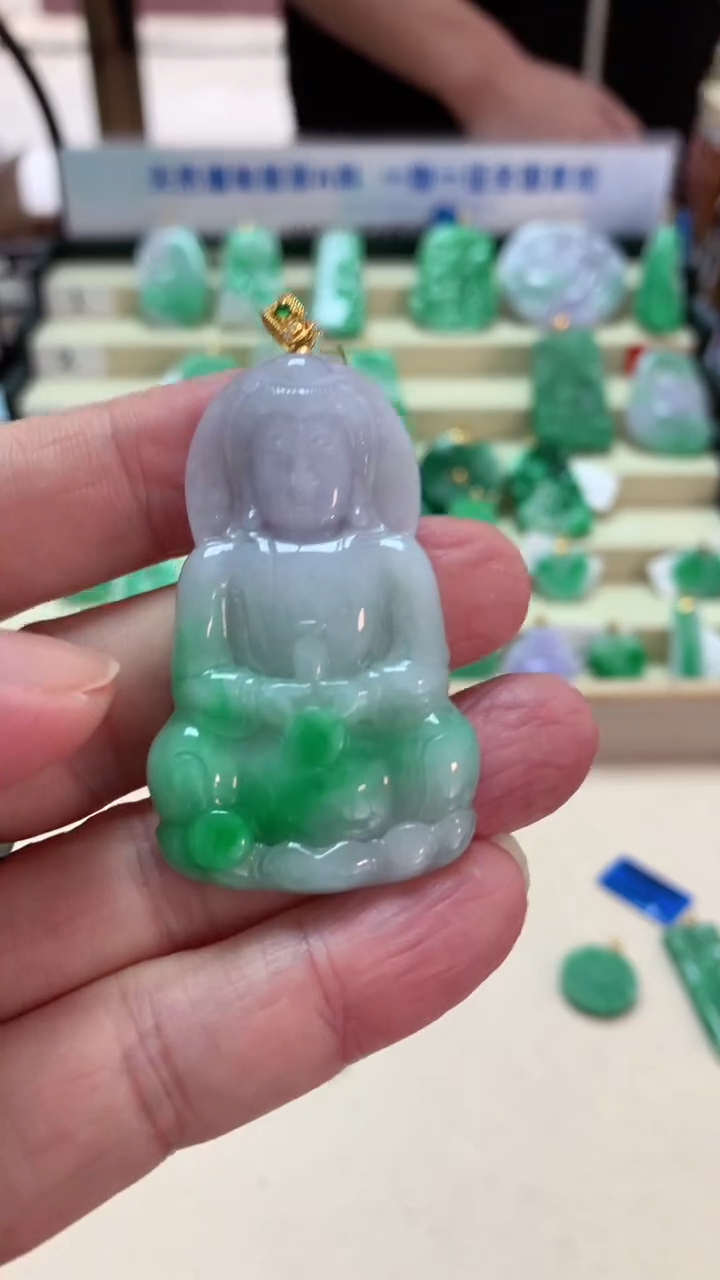 【闪购商品】翡翠吊坠(不含链)18K金镶嵌挂件