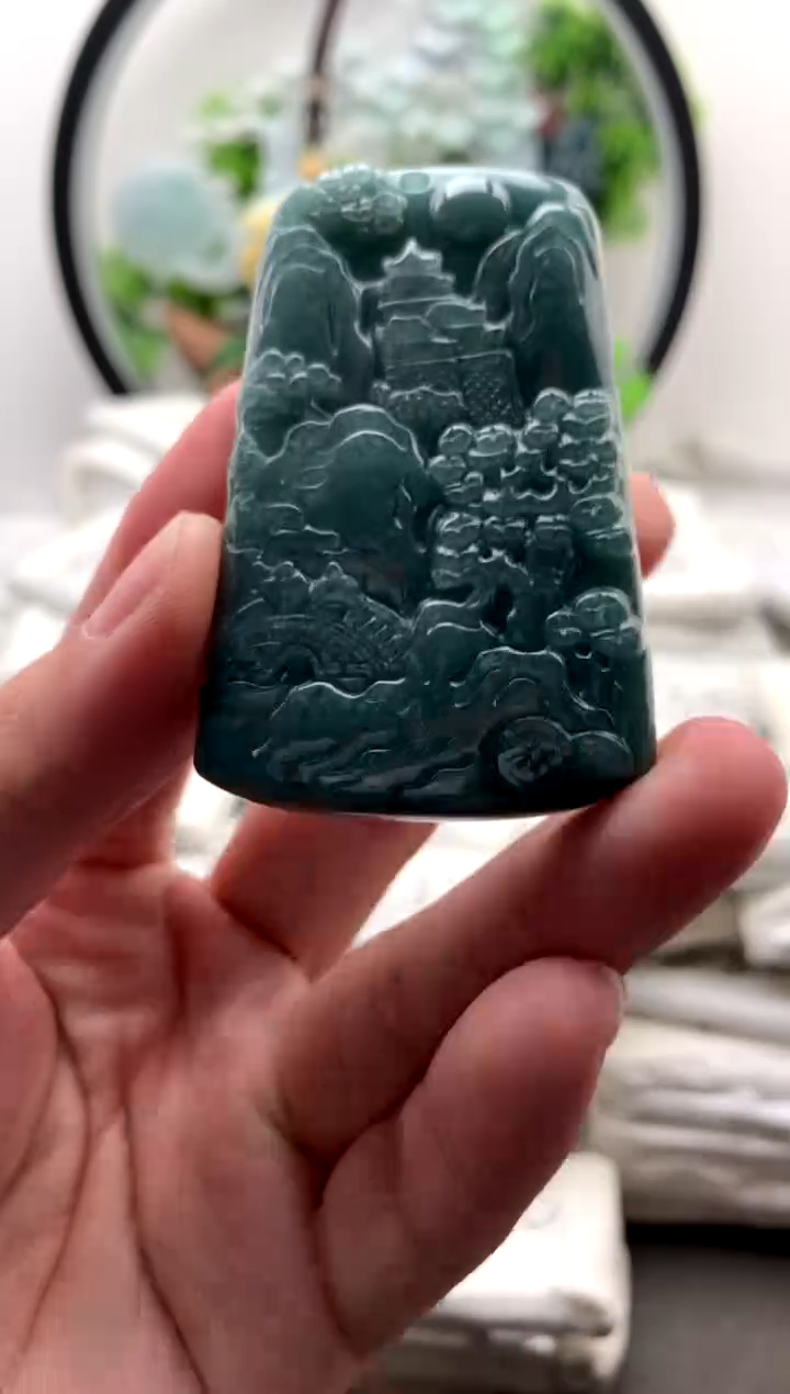 【闪购商品】翡翠颈饰未镶嵌山水牌【品质一般能接受再拍】