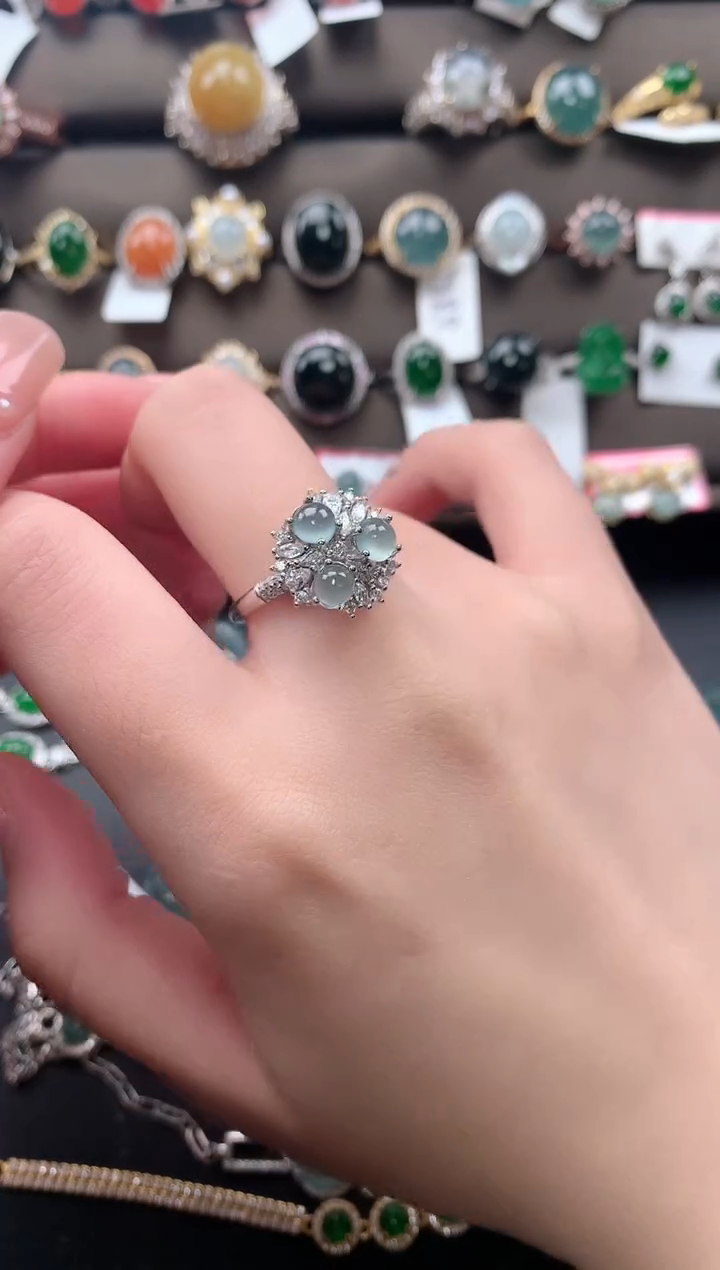【闪购商品】翡翠戒指银S925镶嵌52141