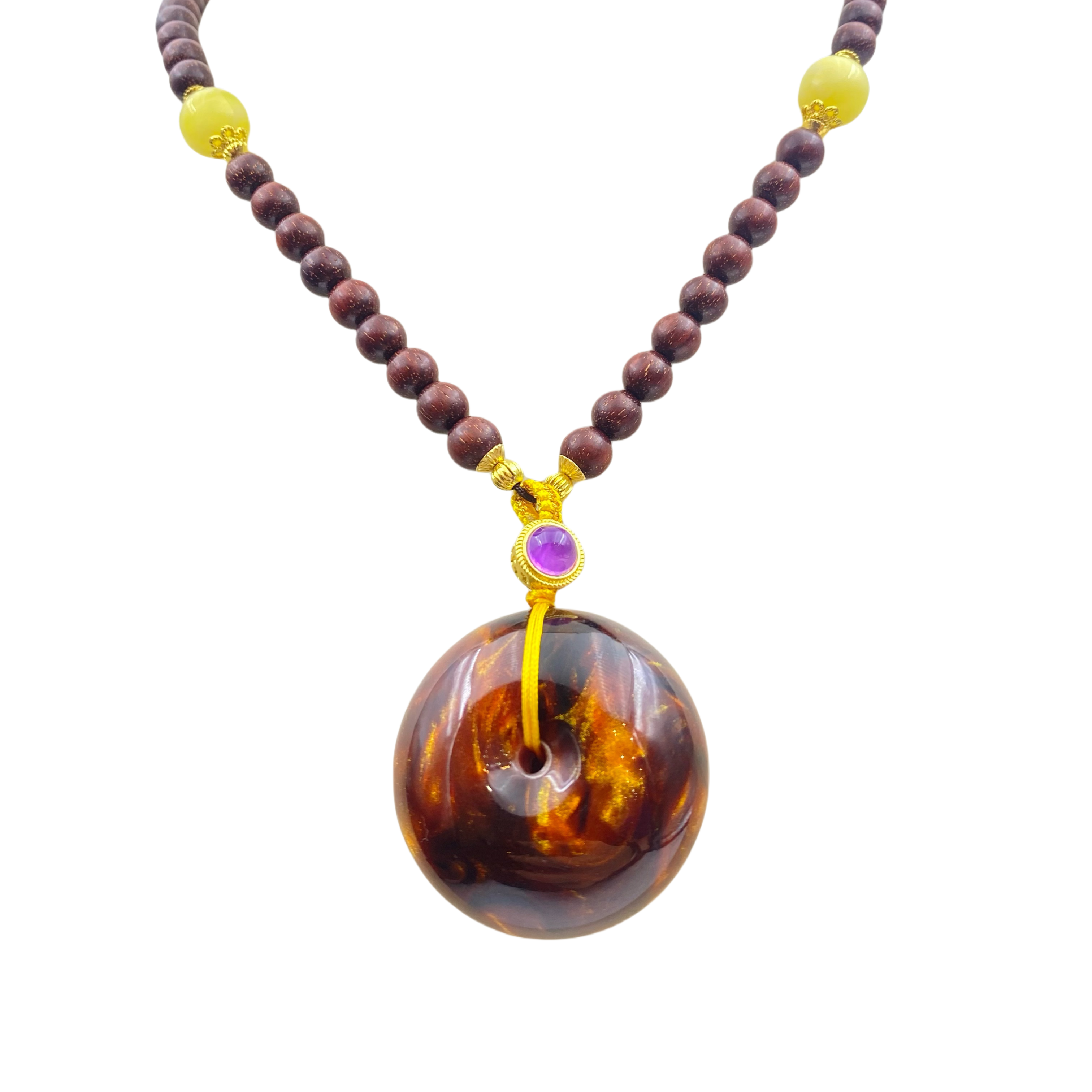 小叶紫檀平安扣项链X686X合金