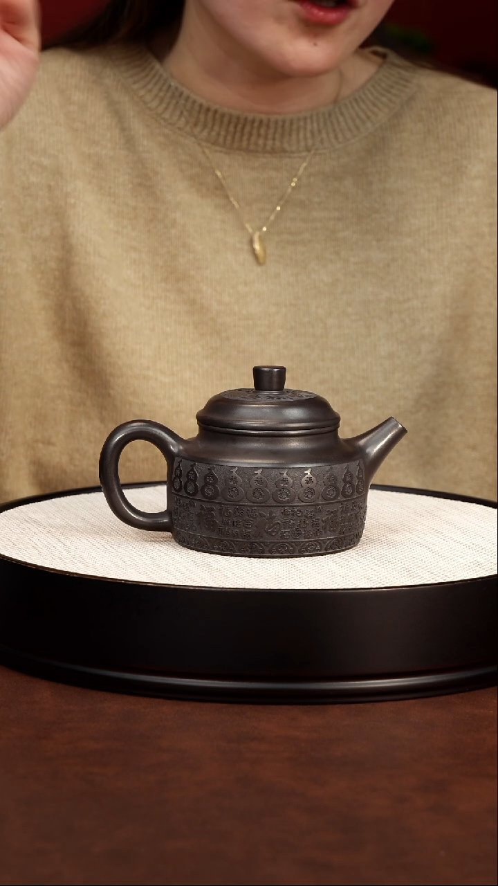 茶壶紫砂宜兴紫砂 百福福禄德钟 石黄 李雨遥 769