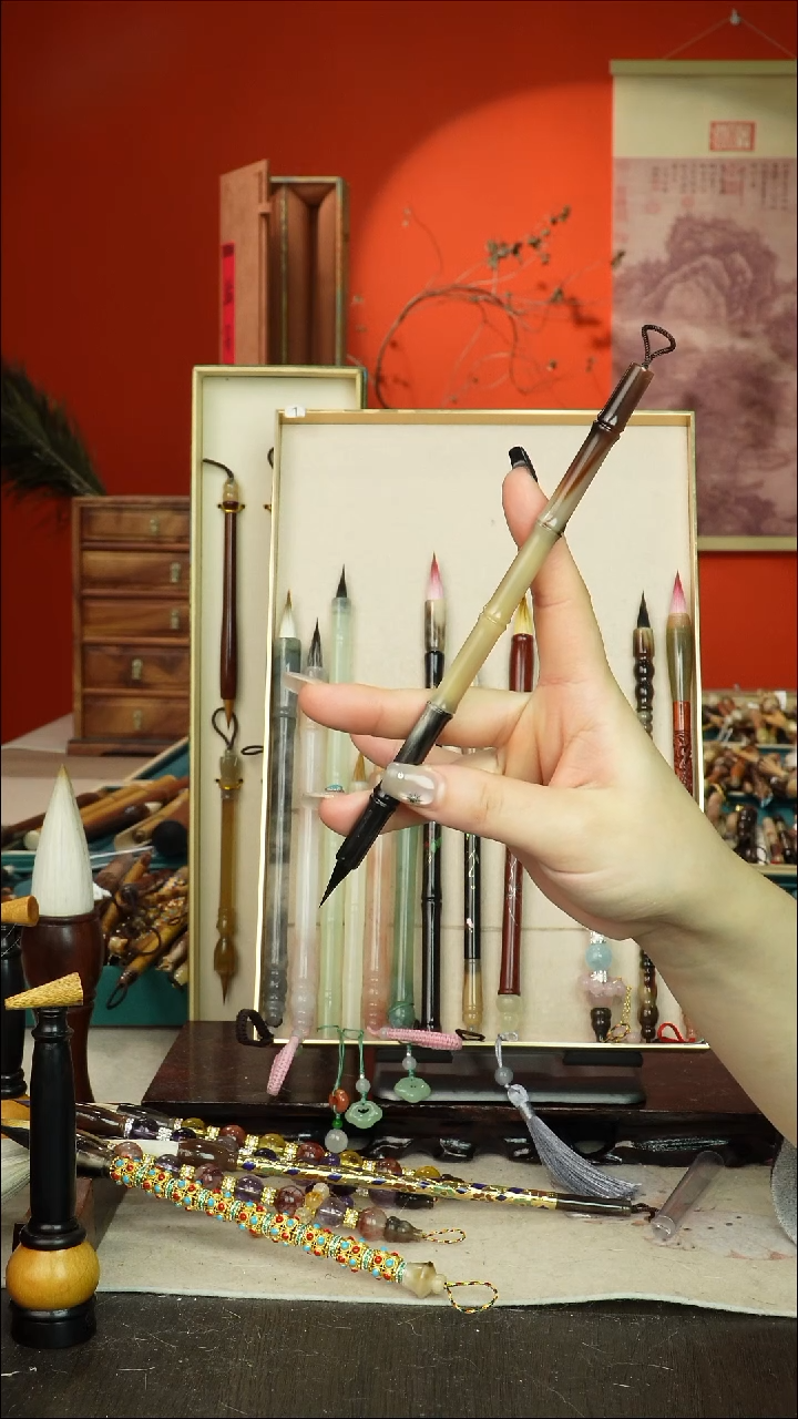 298号闪孤品高货毛笔链接 清水试笔 蘸墨不退