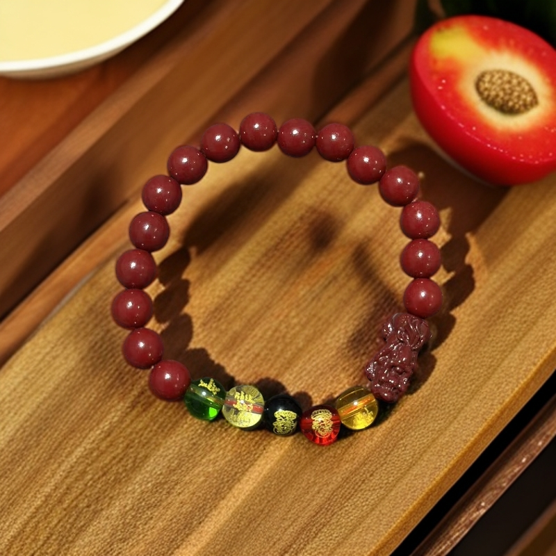 天然辰砂S1131-朱砂五路财神精品手串
