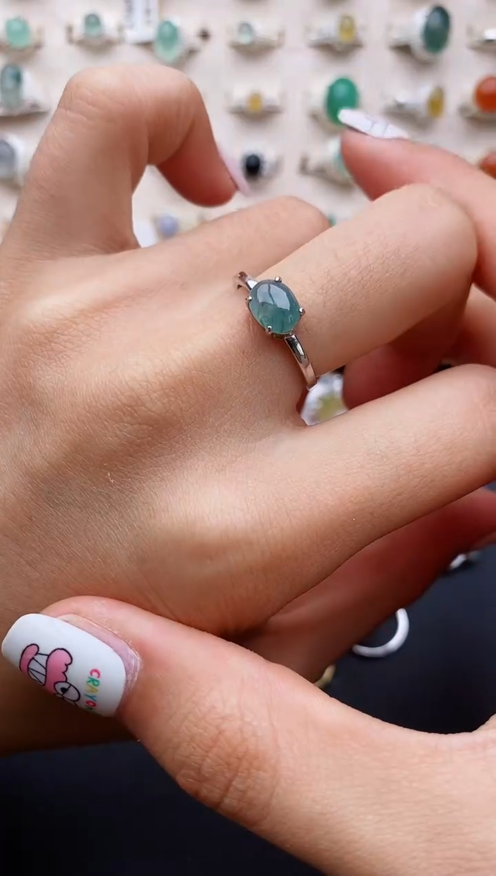 【闪购商品】翡翠戒指银S925镶嵌缅甸翡翠