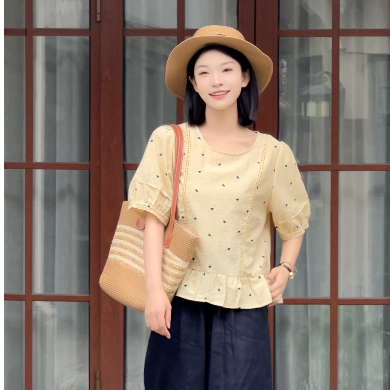 爱心点点【橘子】2025夏女新款法式短袖衬衫上衣TY9889