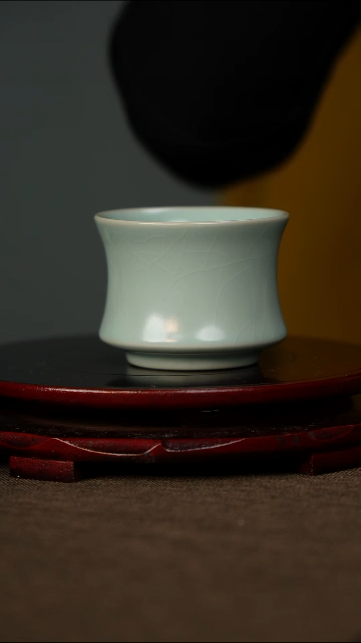 全品 支钉烧 束腰杯 无底款 仿古釉