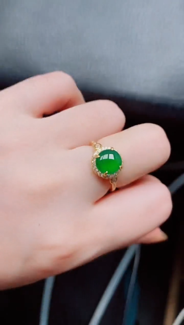 【闪购商品】翡翠戒指银S925镶嵌天然a货翡翠359