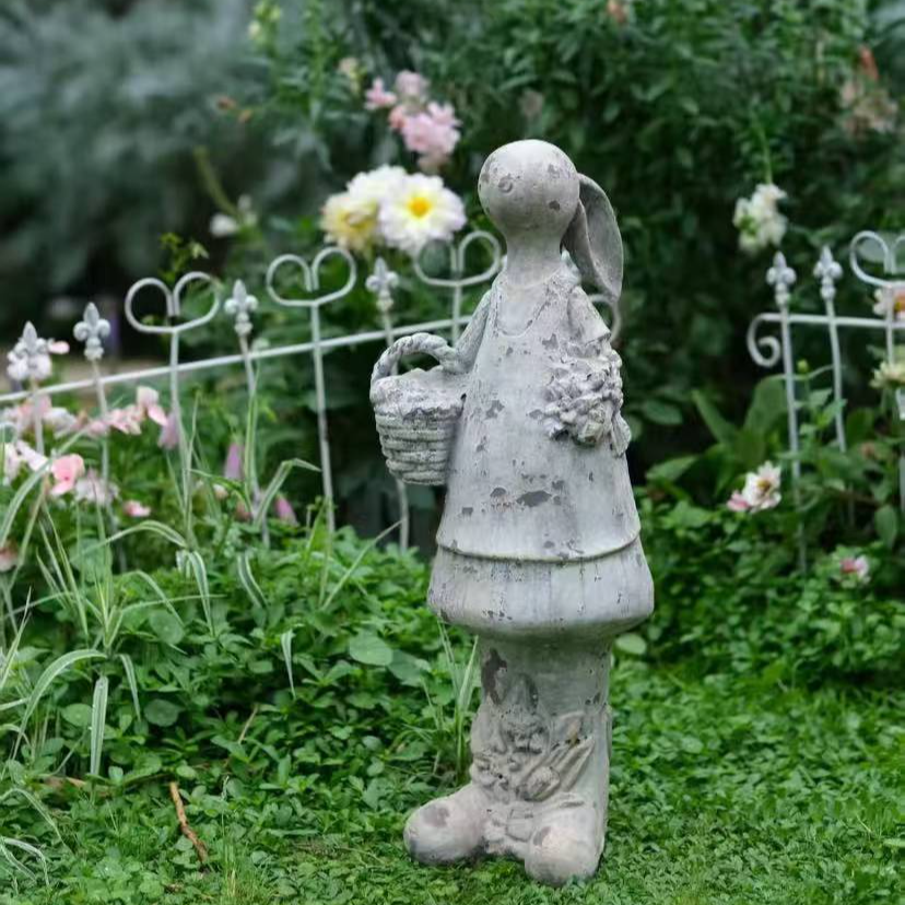 别墅花园子庭院阳台露台摆件大号兔子动物系列仿铸铁装饰水泥摆件