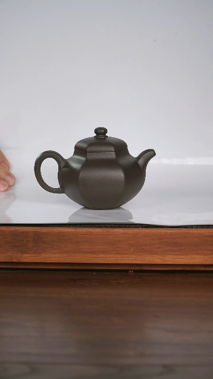 【闪购商品】紫砂茶壶 六方柿圆 大水谭天青 160cc