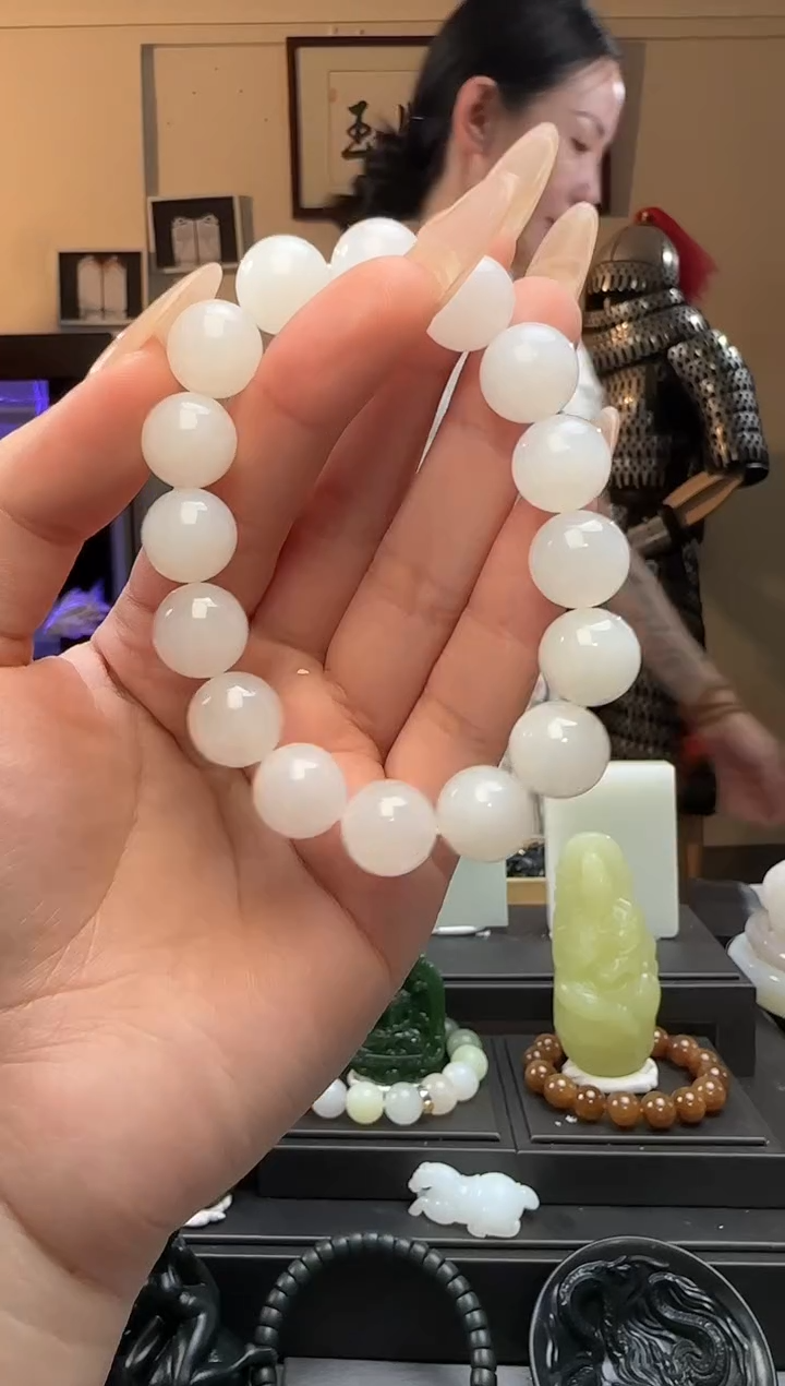 【闪购商品】和田玉白玉圆珠未镶嵌手串