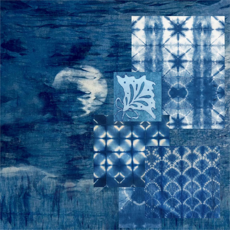 SJ904丝棉新品方巾--蓝染（65*65）