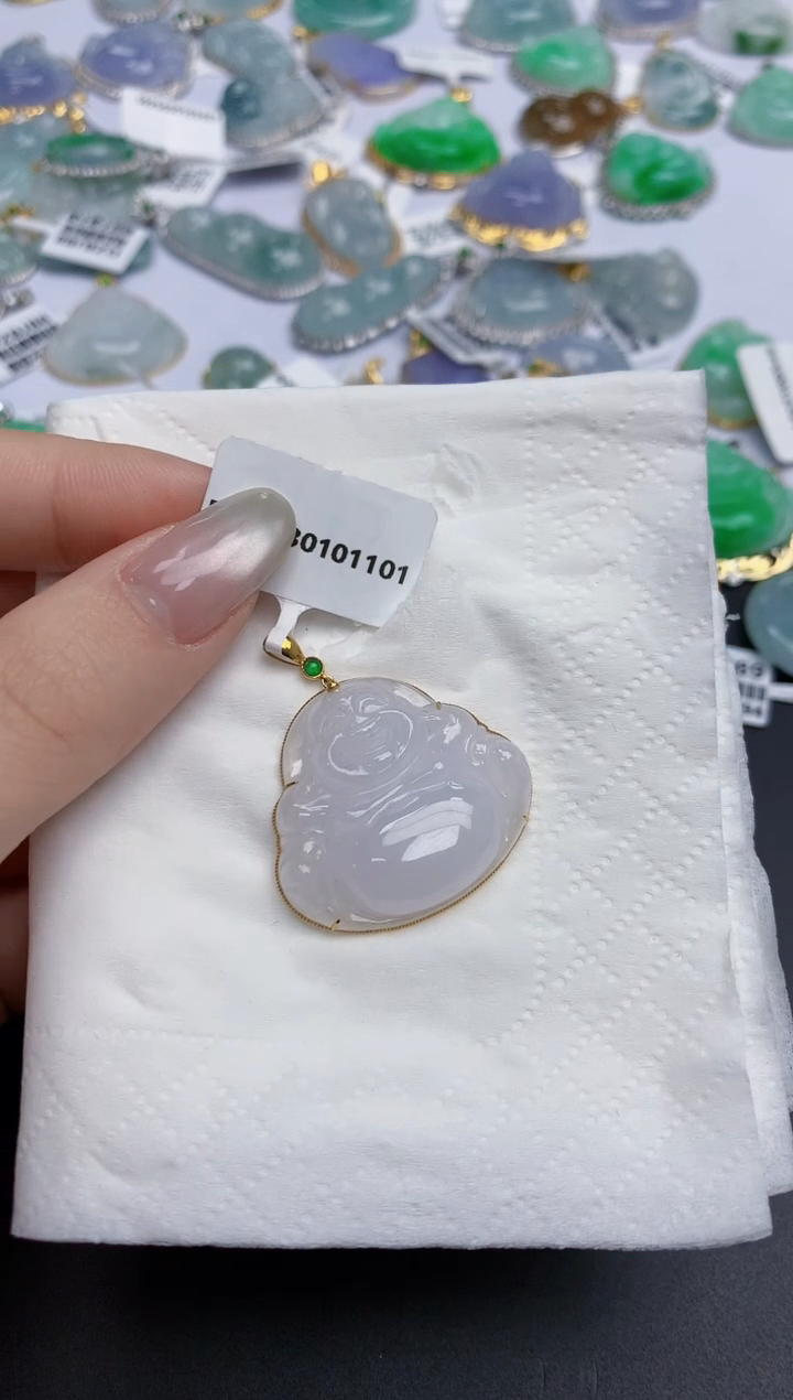 【闪购商品】翡翠颈饰18K金镶嵌天然缅甸翡翠A货