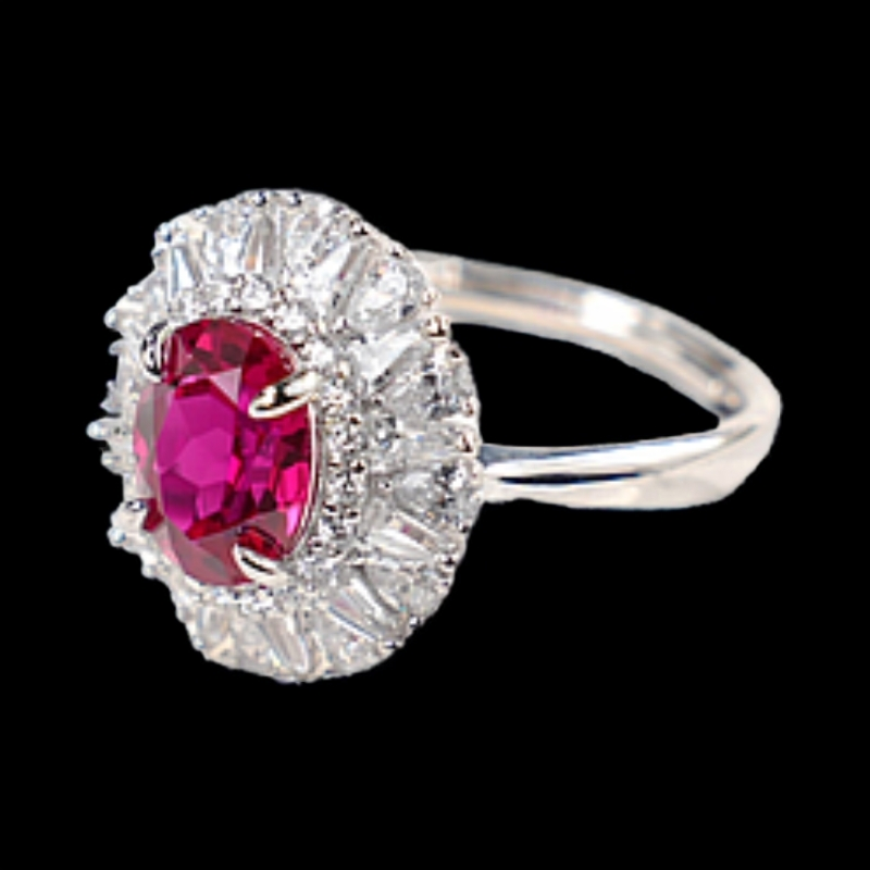 925银戒指 时尚精品培育红宝银戒指0099