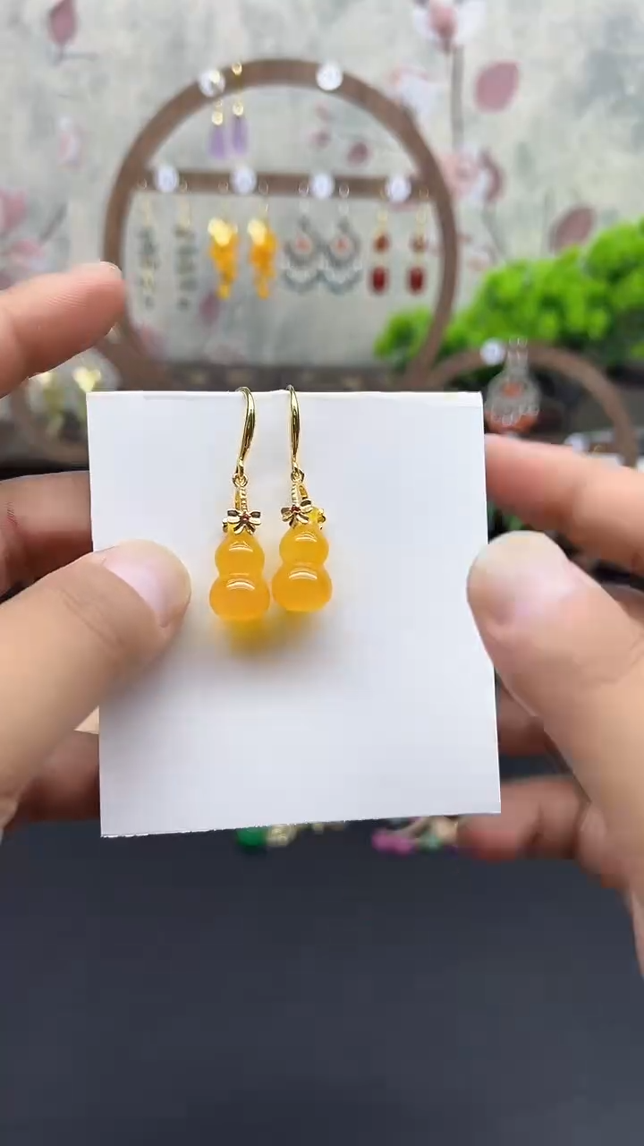 银S925镶嵌耳饰玛瑙/玉髓126