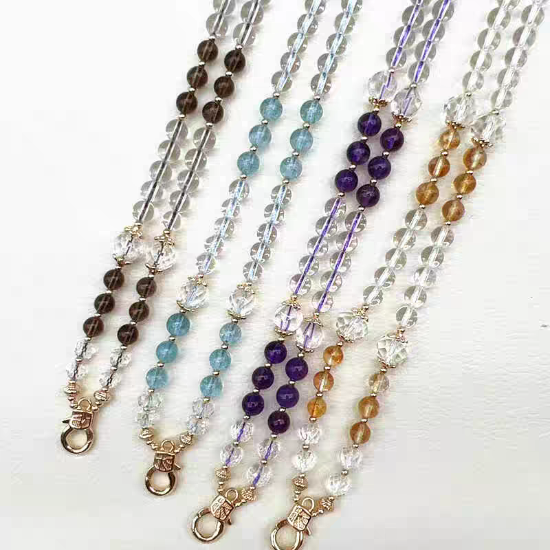 天然水晶珠链高档毛衣链珠链坠绳九尾狐狸水晶链子女款万能链百搭