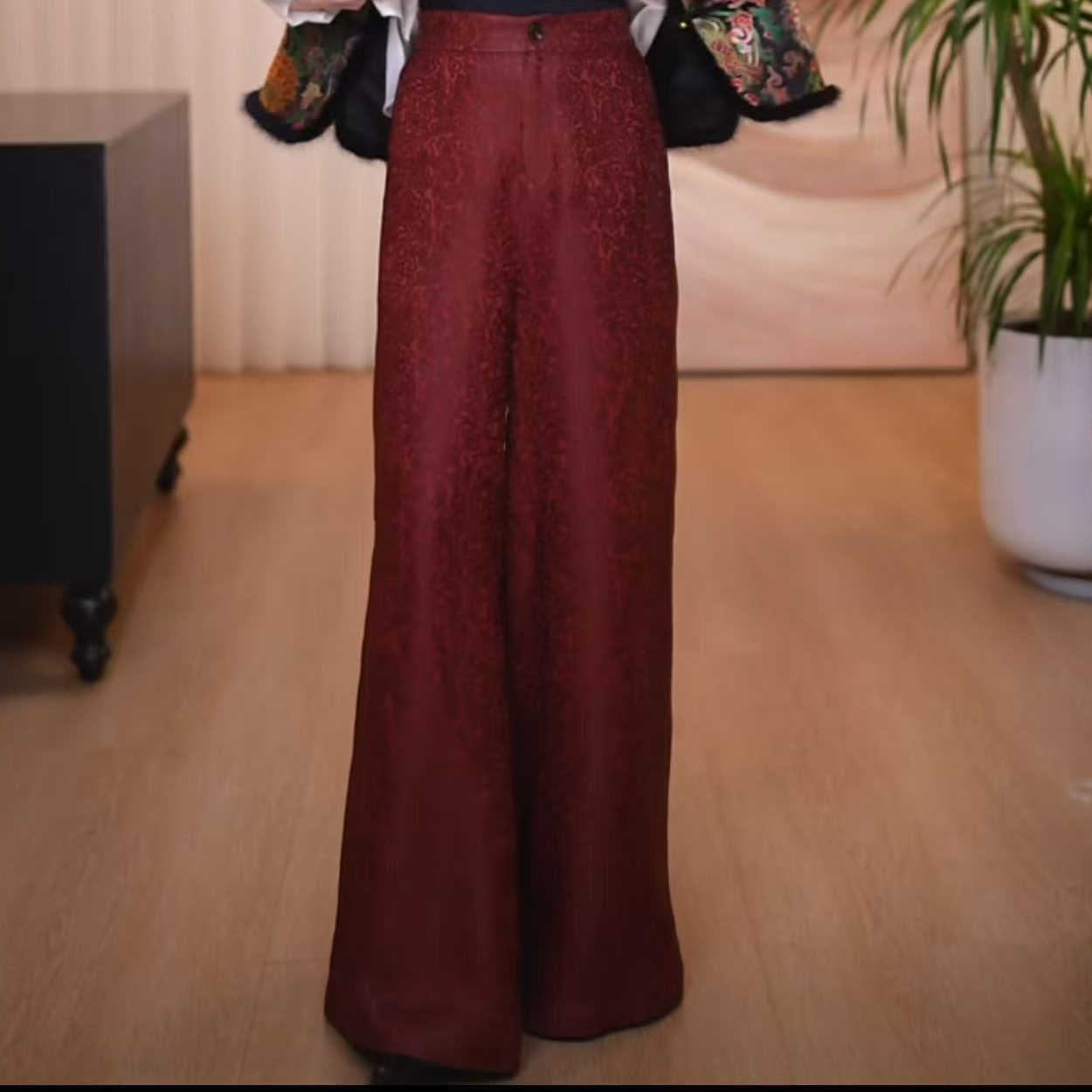 B【温妤】新中式香云纱时尚显瘦百搭宽松复古休闲设计师汉服裤子