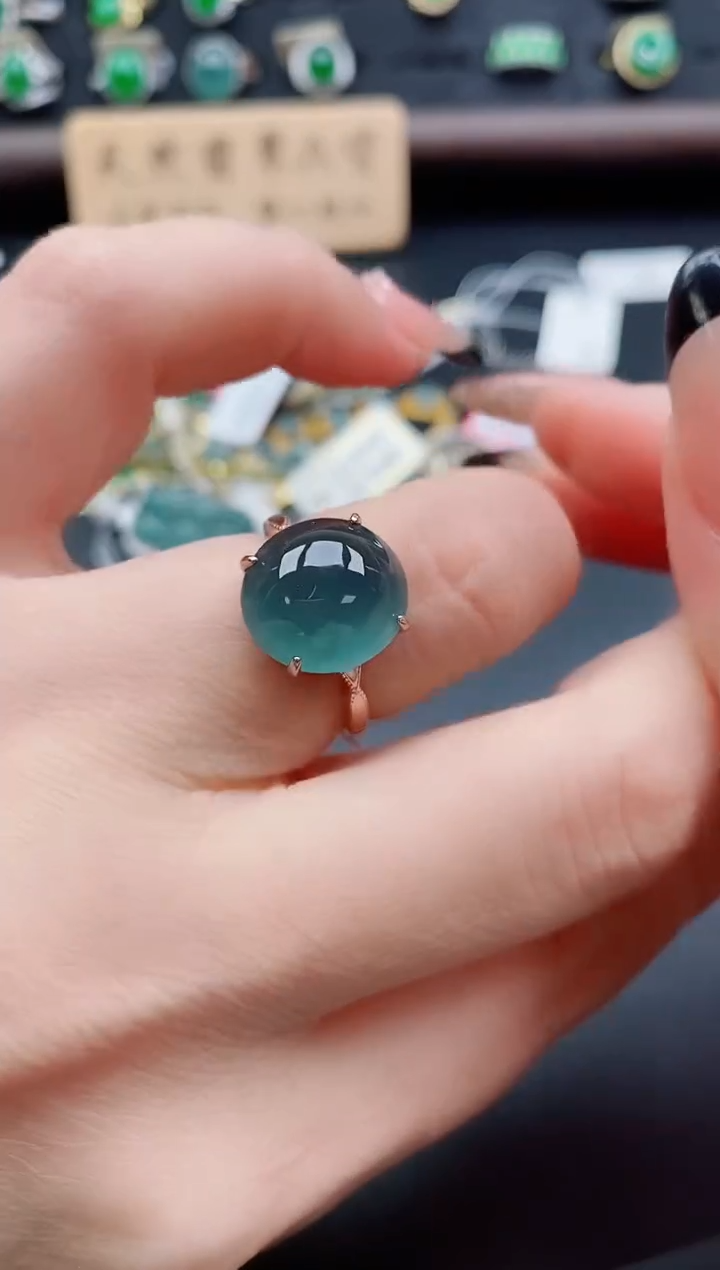 银S925镶嵌戒指翡翠1