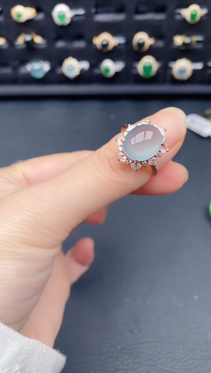 银S925镶嵌戒指翡翠天然a货翡翠51