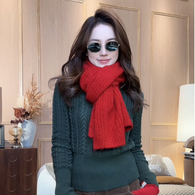 UTWU小敏「圣诞围巾」秋冬绵羊毛混纺软糯百搭氛围感围巾 UTAP1058