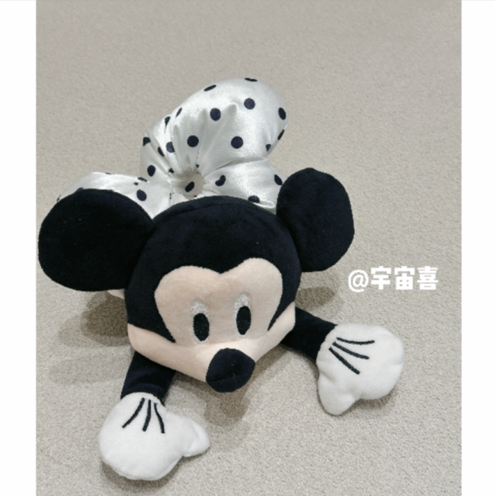 O2-034【米奇丝绸黑色波点小花发圈】脑袋