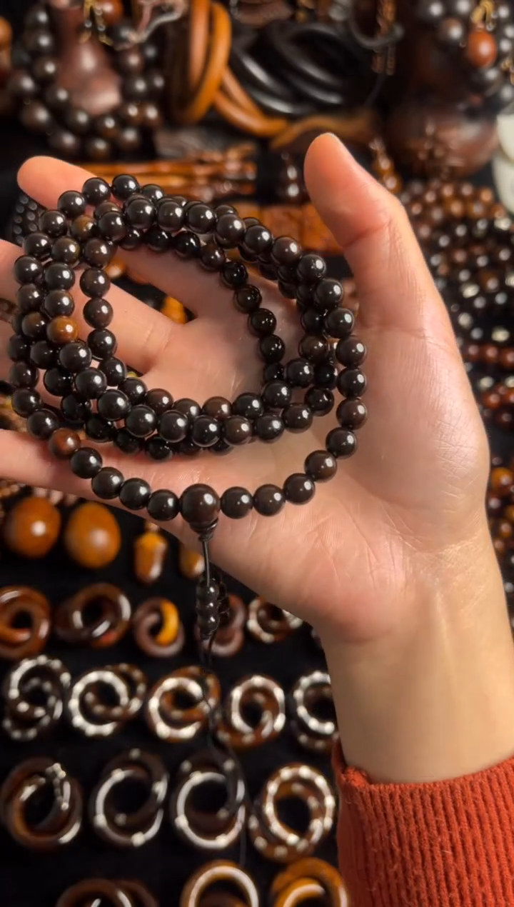 枣木雷击枣木玉化108卡0.8手串