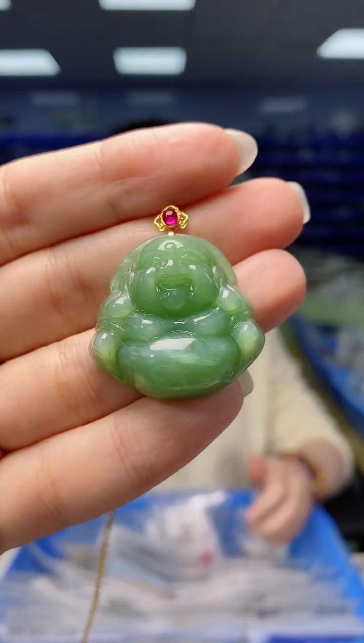 【闪购商品】和田玉吊坠(不含链)18K金镶嵌   DZ3723