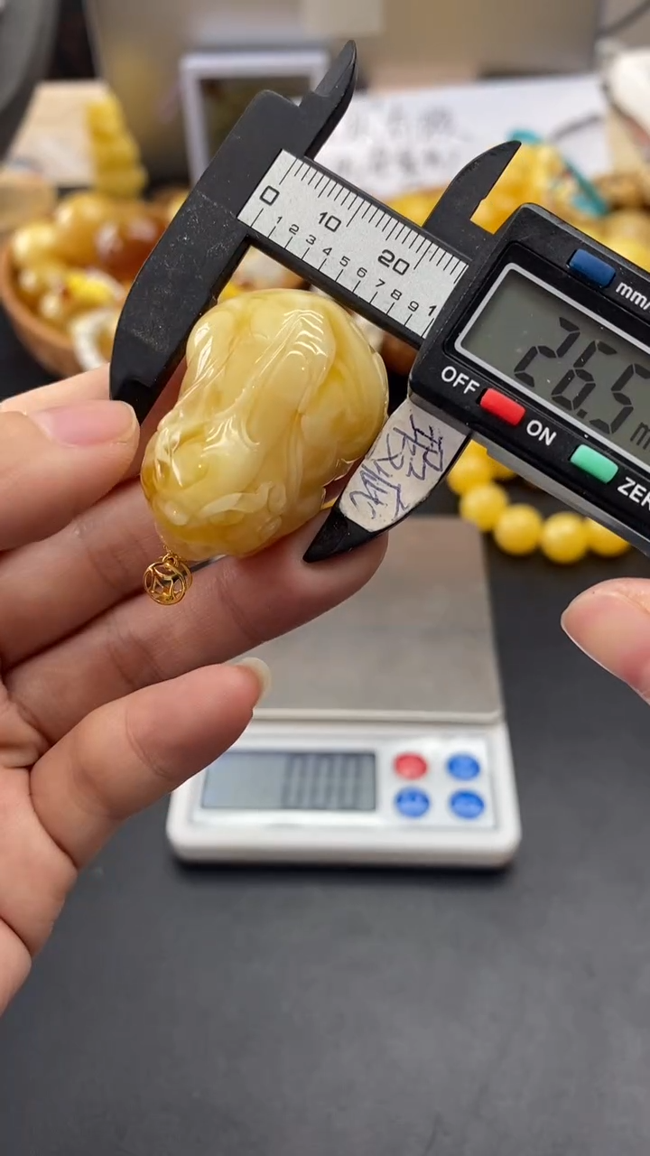 琥珀18K金镶嵌珠宝奇石2392