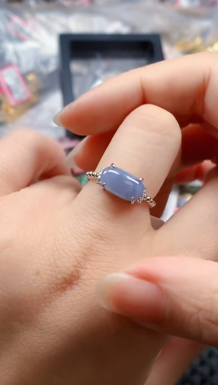 银S925镶嵌戒指翡翠天然A货缅甸翡翠