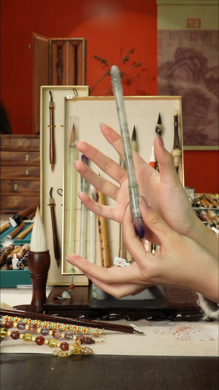 335号闪孤品高货毛笔链接 清水试笔 蘸墨不退