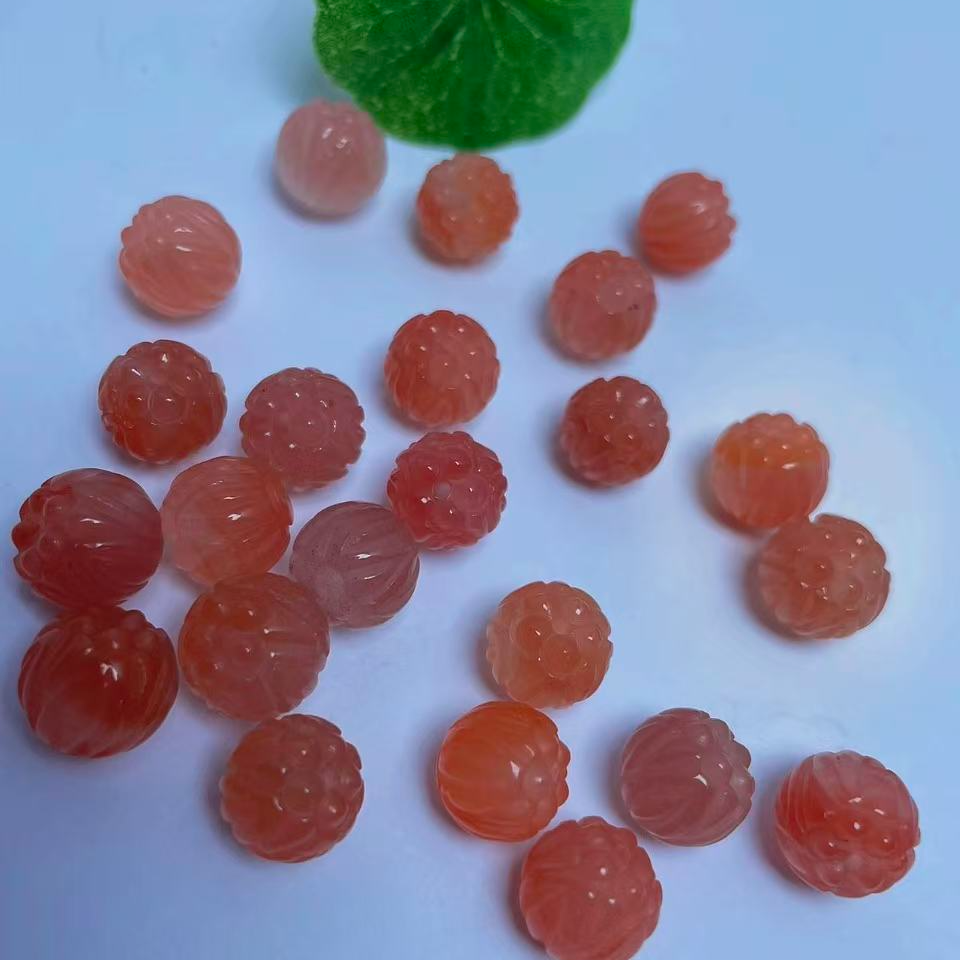 天然南红莲花珠 通孔配件可用于顶珠 腰珠 DIY 随机发一个