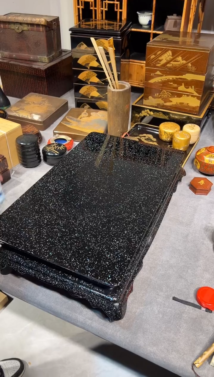 满螺钿 茶台 大漆漆器大漆漆器