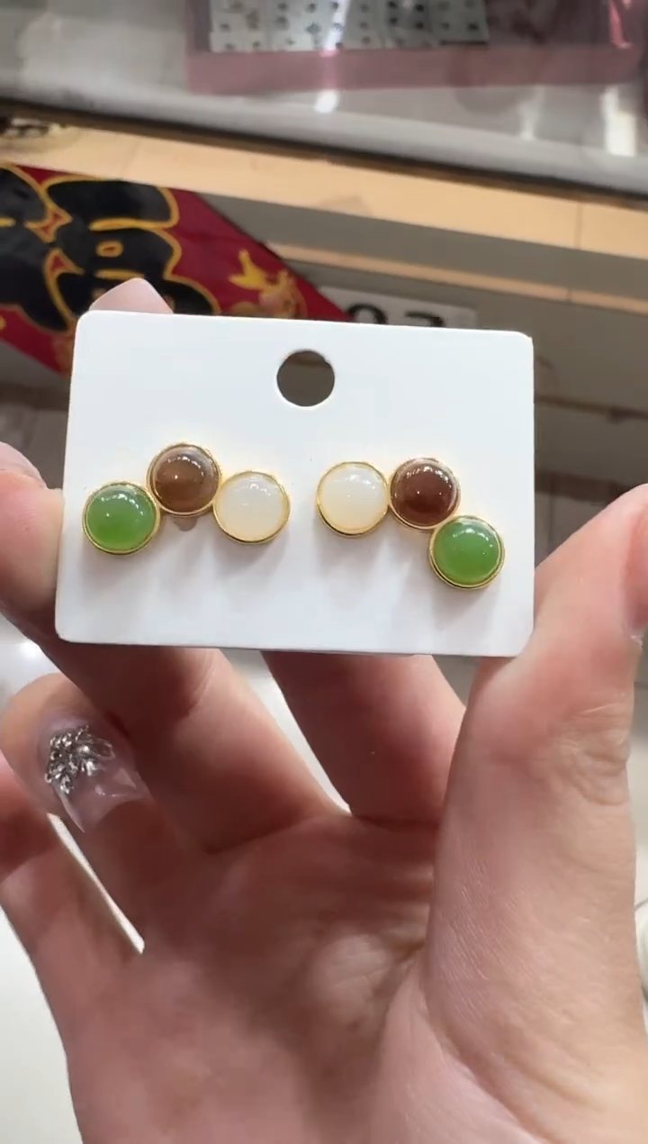 【闪购商品】和田玉耳饰银S925镶嵌多样性发一件 353